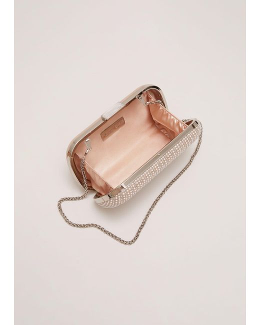 Phase Eight Natural 's Pearl Embellished Box Clutch