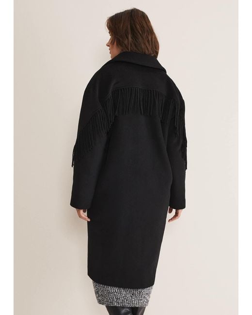 Phase Eight Black Liz Fringe Coat