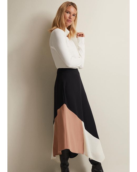Phase Eight Natural 's Zelaina Asymmetric Midi Skirt