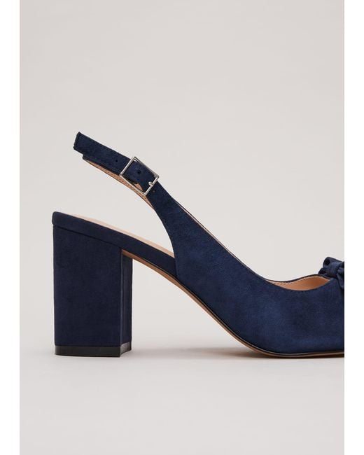 Phase Eight Blue 's Bow Front Slingback Block Heel Shoes