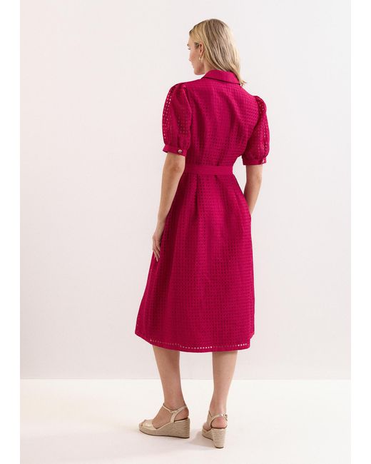 Phase Eight Pink Petite Carey Zip Shirt Midi Dress