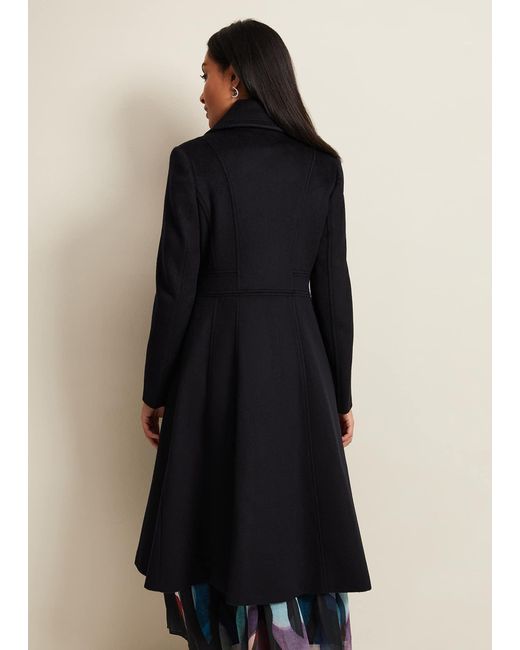 Phase Eight Black 's Petite Sandra Wool Fit And Flare Coat
