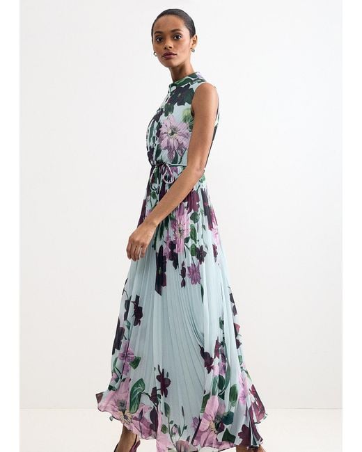 Phase Eight Blue Dahlia Floral Printed Maxi Dress