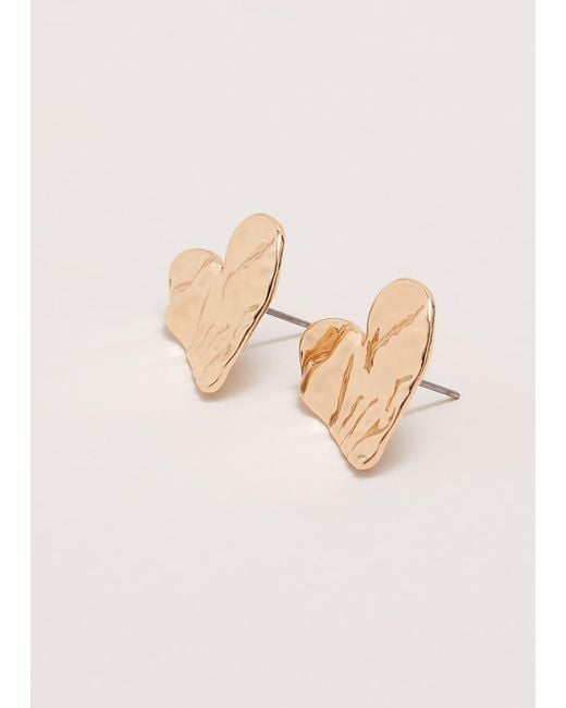 Phase Eight Natural Large Heart Stud Earrings