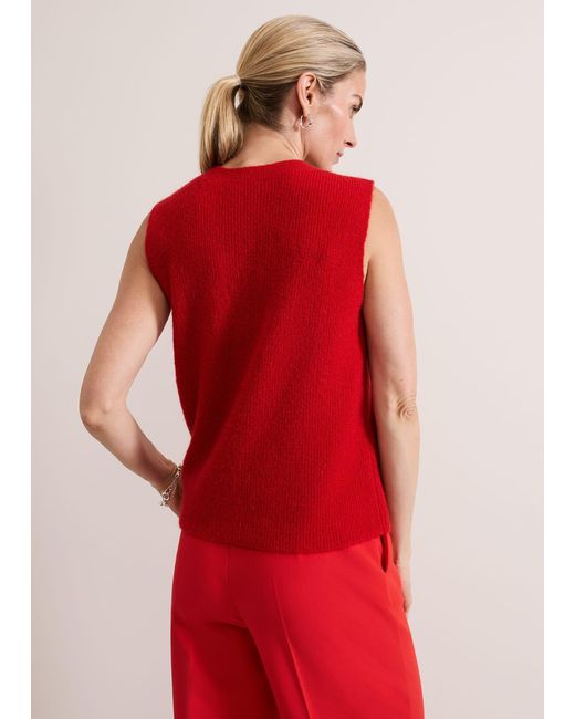 Phase Eight Red Daniella Mohair Knitted Tank