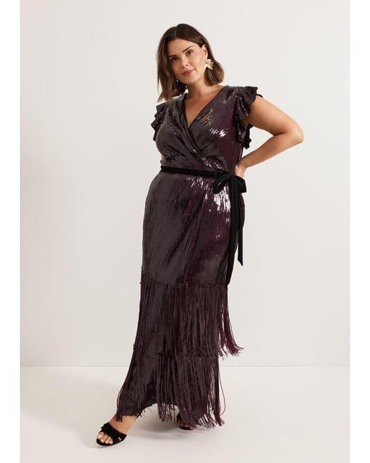 Phase Eight Natural 's Chanai Sequin Wrap Maxi Dress