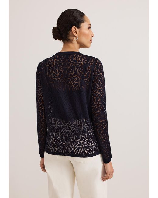 Phase Eight Blue Fern Burnout Top