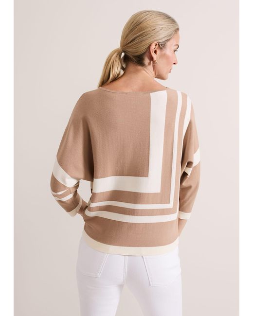 Phase Eight White Geri Geo Lined Knit Top