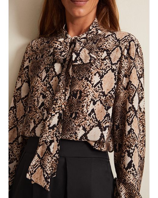Phase Eight Brown 's Semira Snake Tie Blouse