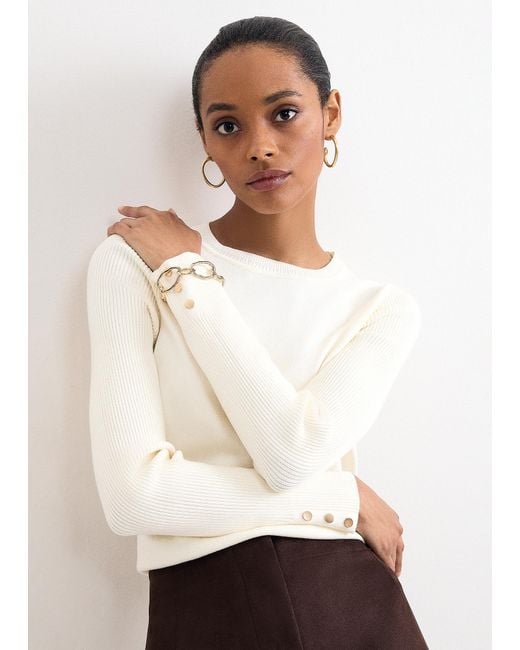 Phase Eight White Larissa Long Sleeve Layering Knit