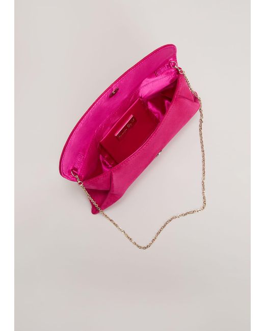 Phase Eight Pink 's Suede Clutch Bag