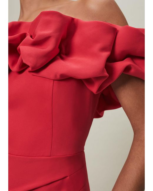 Phase Eight Red 's Mallory Off The Shoulder Midaxi Dress