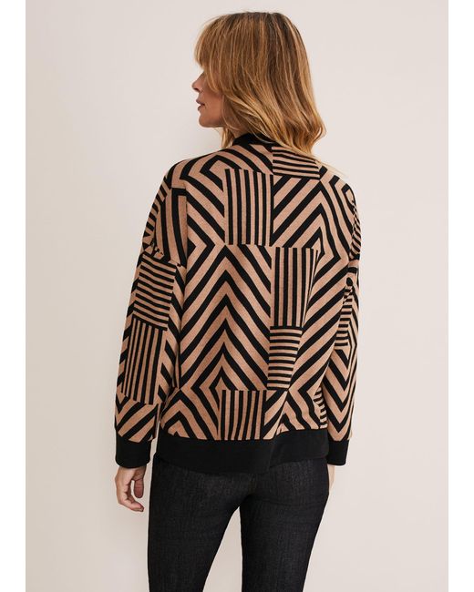 Phase Eight Brown Renatta Patched Geo Jacquard Top