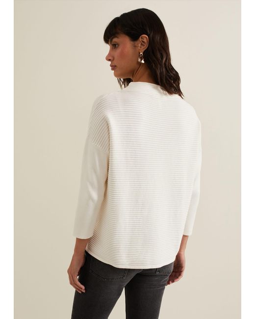Phase Eight White Elise Ripple Jumper