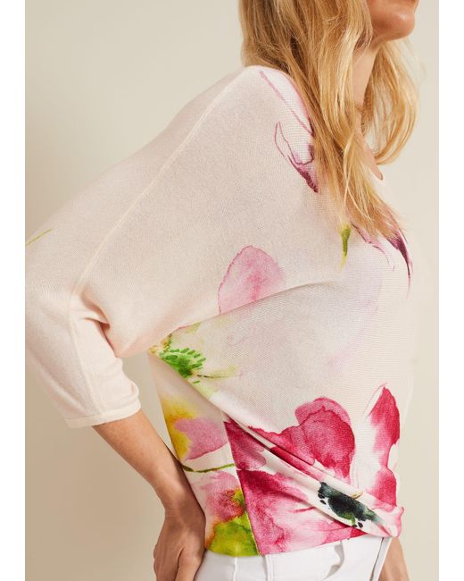 Phase Eight Pink 's Erika Floral Placement Jumper