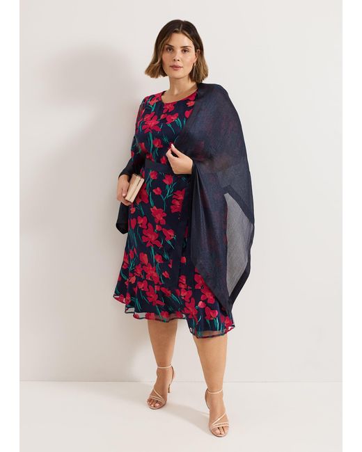 Phase Eight Blue Satin Trim Scarf