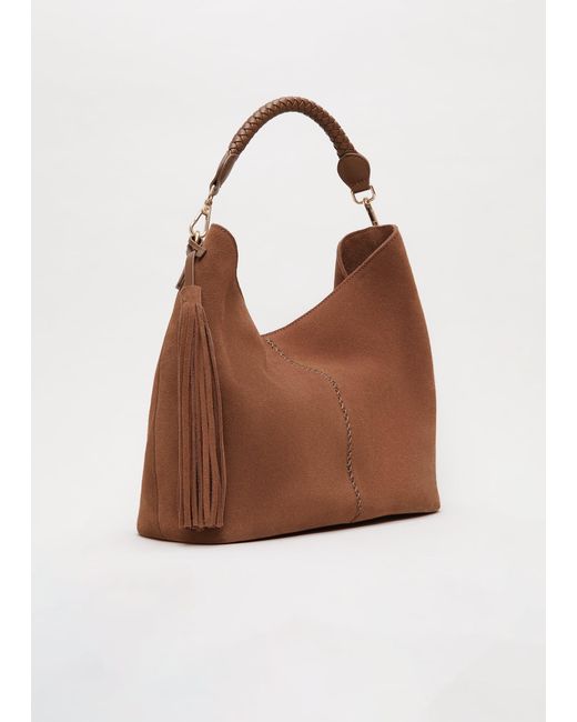 Phase Eight Brown Suede Tassle Trim Bag