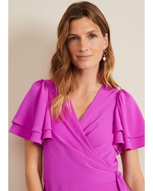 Phase Eight Pink 's Gian Magenta Wrap Midi Dress