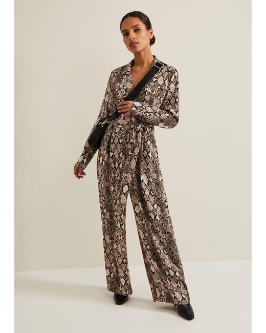 Phase Eight White Petite Snake Constance Jumpsuit