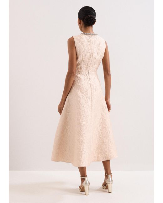 Phase Eight Pink Imani Jacquard Midi Dress