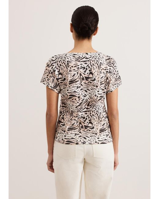 Phase Eight Natural Suzie Button Detail Printed Top