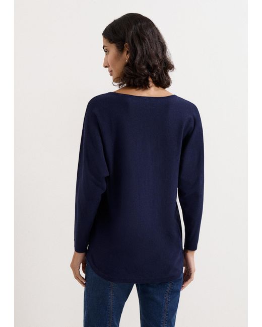 Phase Eight Blue Long Line Cristine Knit Jumper