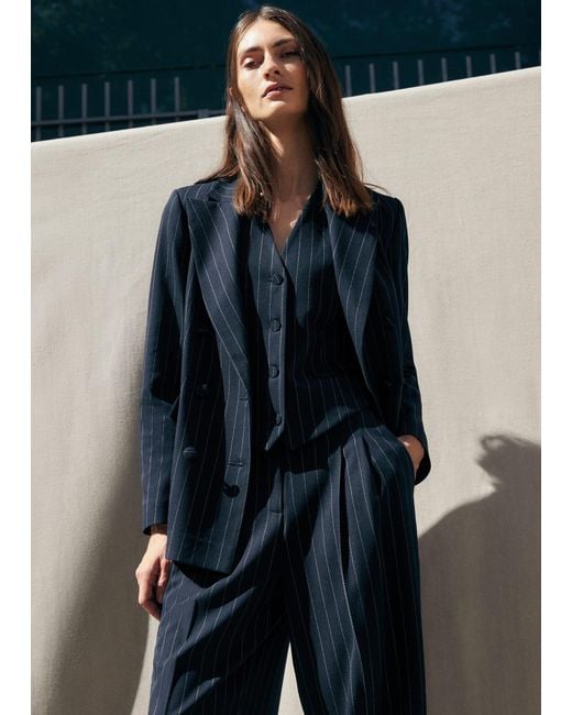 Phase Eight Blue Pia Pinstripe Blazer
