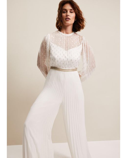 Phase Eight Natural Larissa Pleated Jumpsuit