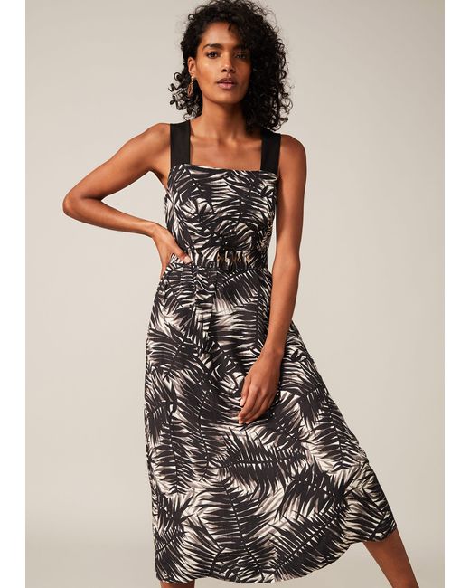 Phase Eight Black Multicoloured Patsy Palm Print Dress
