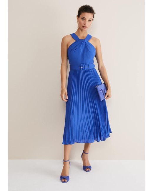 Phase Eight 's Yas Blue Halterneck Midi Dress