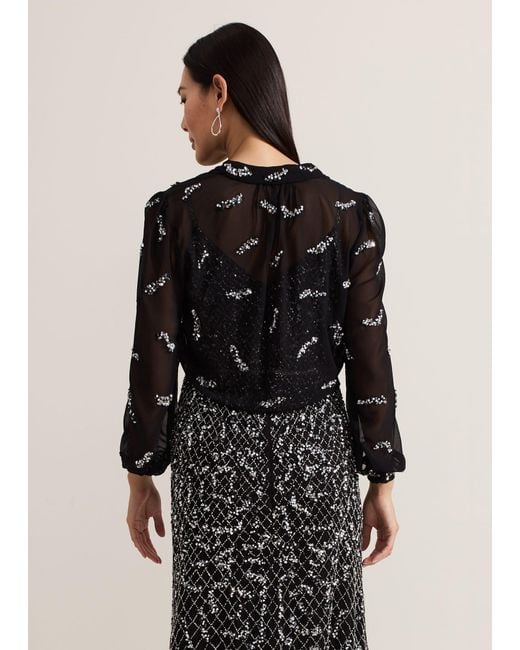 Phase Eight Black Annette Sequin Embellished Cover Up