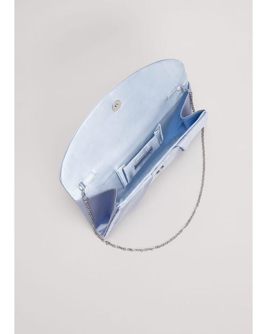 Phase Eight Blue 's Pleat Satin Clutch Bag