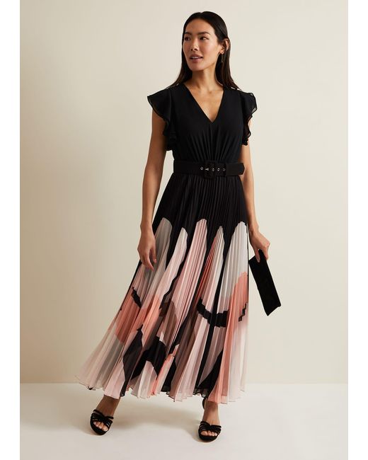Phase Eight Natural 's Isla Printed Skirt Ruffle Top Maxi Dress