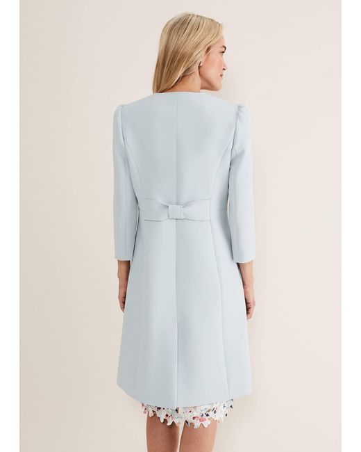 Phase Eight Blue Venita Bow Long Jacket