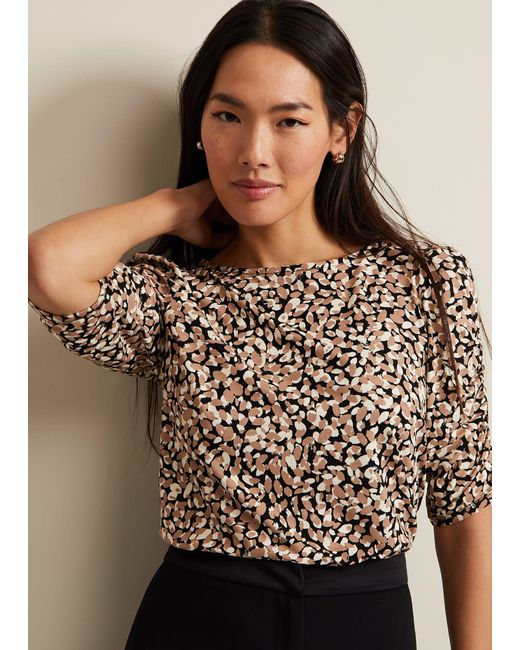 Phase Eight Brown 's Brooke Print Top