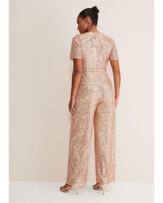 Phase Eight Natural Alessandra Sequin Jumpsuit