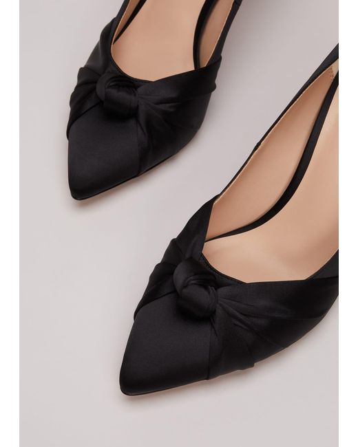 Phase Eight 's Black Satin Court Heels