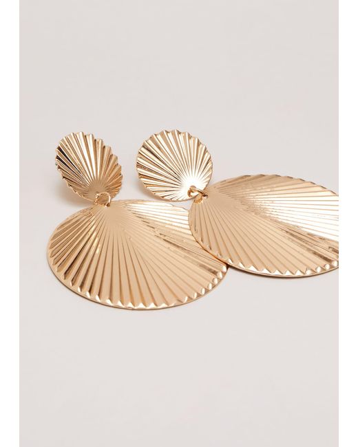 Phase Eight Natural 's Gold Textured Circular Drop Earrings