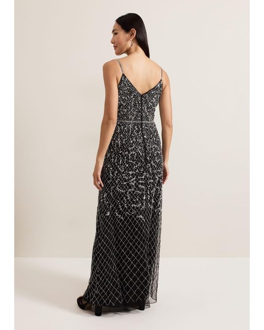 Phase Eight Black Alexia Sequin Embelished Maxi Dress