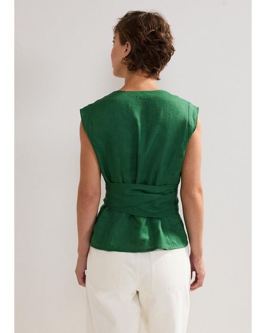Phase Eight Green Mariana Linen Top
