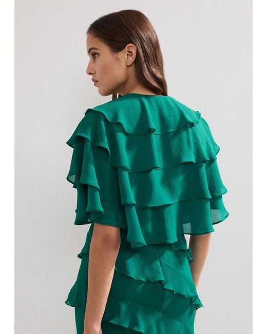 Phase Eight Green Nicolette Ruffle Cape