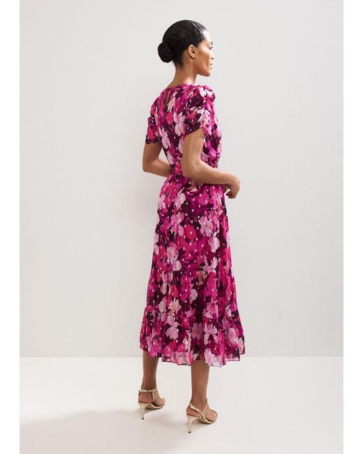 Phase Eight Pink Azalea Floral Shimmer Dress