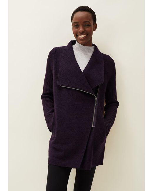 Phase Eight Blue Byanca Zip Knit Coat