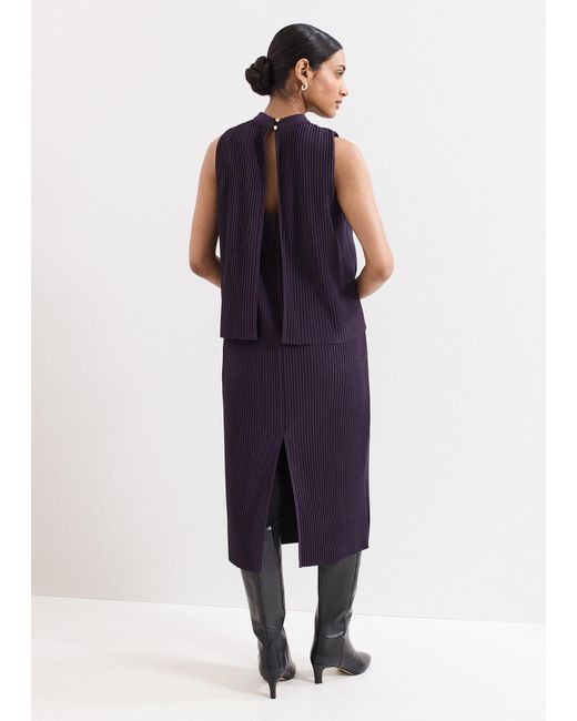 Phase Eight Blue Gracie Ribbed Plum Jersey Dress