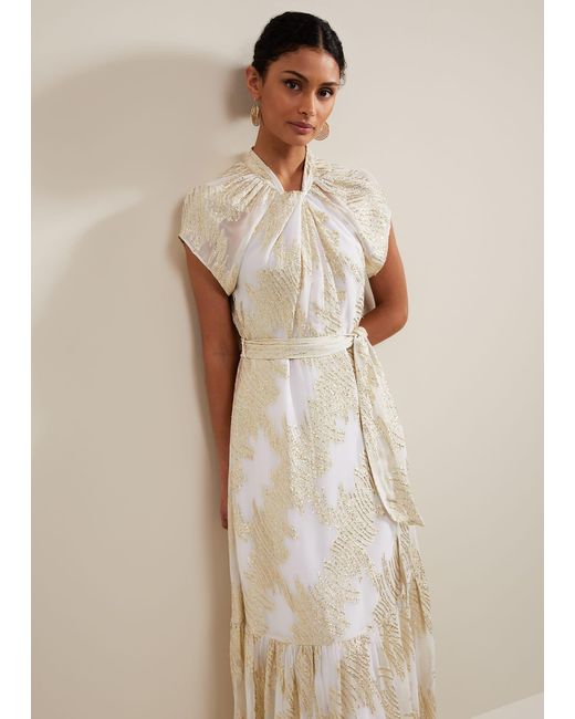 Phase Eight Natural 's Kerena Shimmer Maxi Dress
