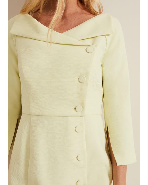Phase Eight Yellow 's Sienna Tux Button Midi Dress