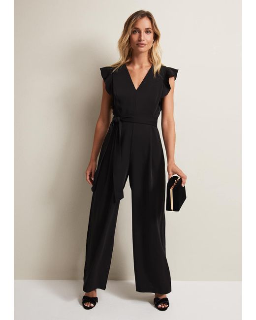 Phase Eight Natural Kallie Ruffled Wide Leg Jumpsuit