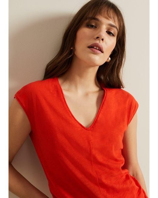 Phase Eight Red 's Jenny V Neck Ruched Top