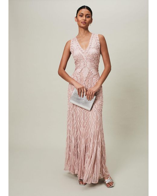 Phase Eight Pink 's Marion Sequin Tapework Maxi Dress
