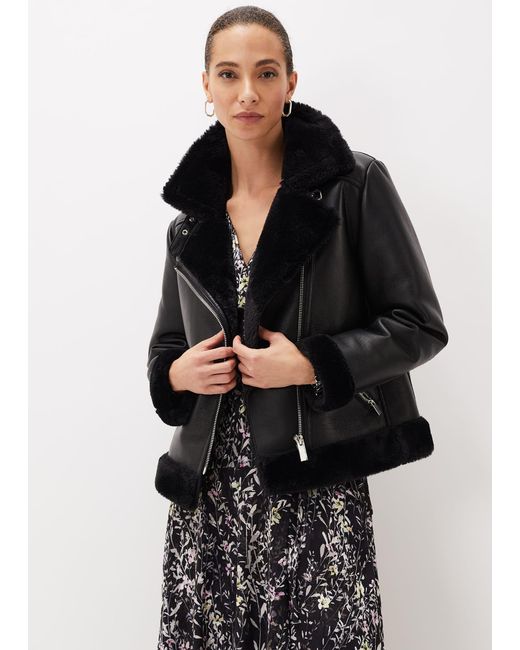 Phase Eight Black Kya Aviator Jacket